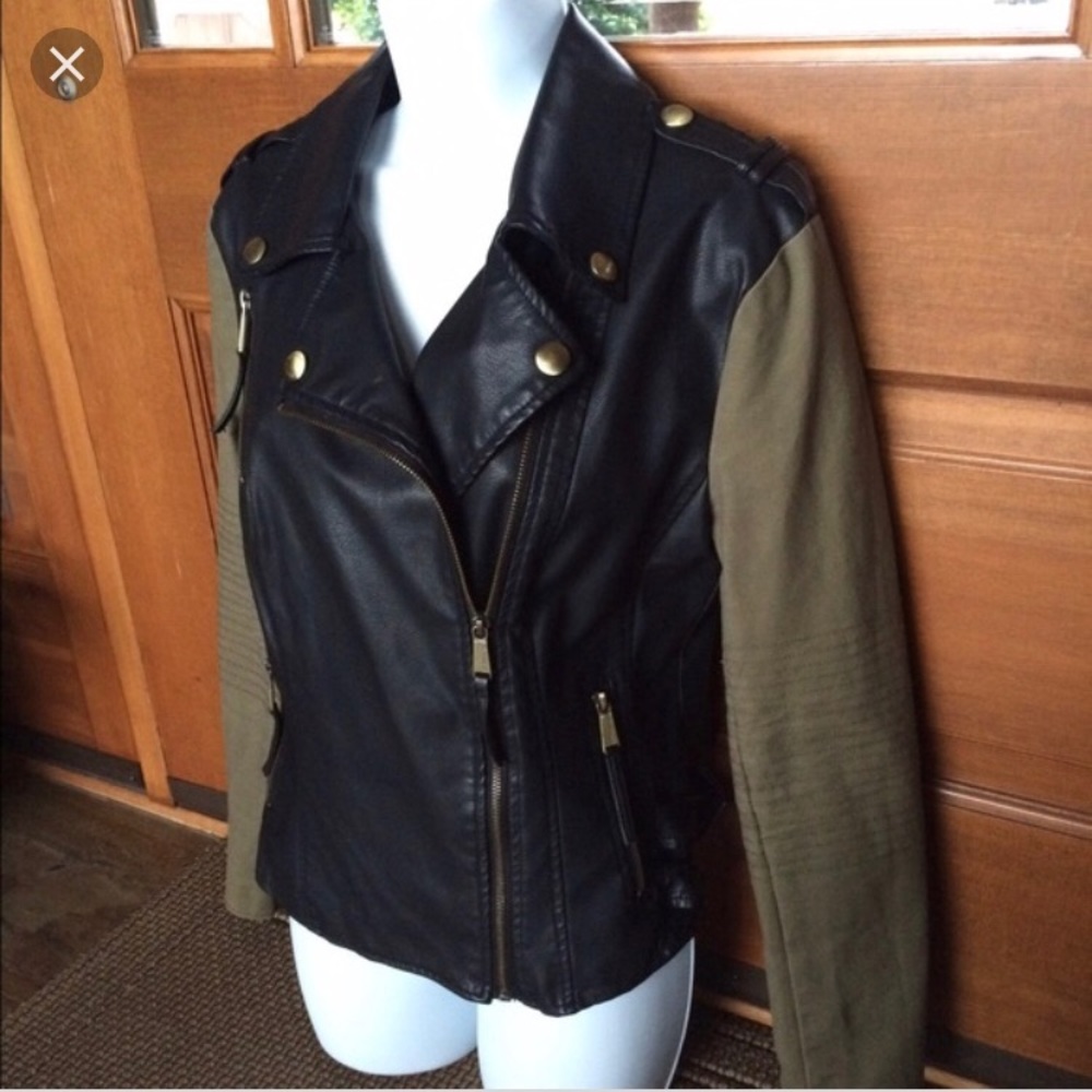 BCBGeneration Mixed Military Moto Jacket
